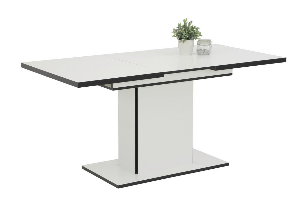 ESSTISCH 80/120-160/76 cm  Holzwerkstoff ausziehbar, schnell aufzubauende und stabile Arbeitsfläche rechteckig Schwarz, Weiß  - Schwarz/Weiß, MODERN, Holzwerkstoff (80/120-160/76cm) - P & B