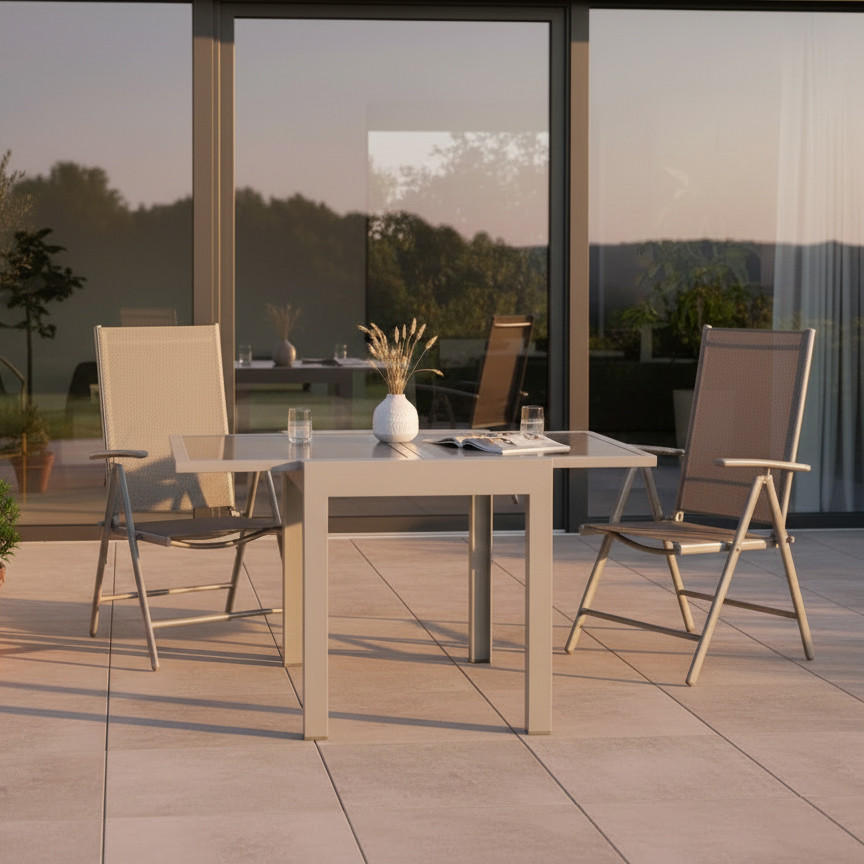 GARTENSET 3-teilig  - Silberfarben/Braun, MODERN, Kunststoff/Metall - Gardenson