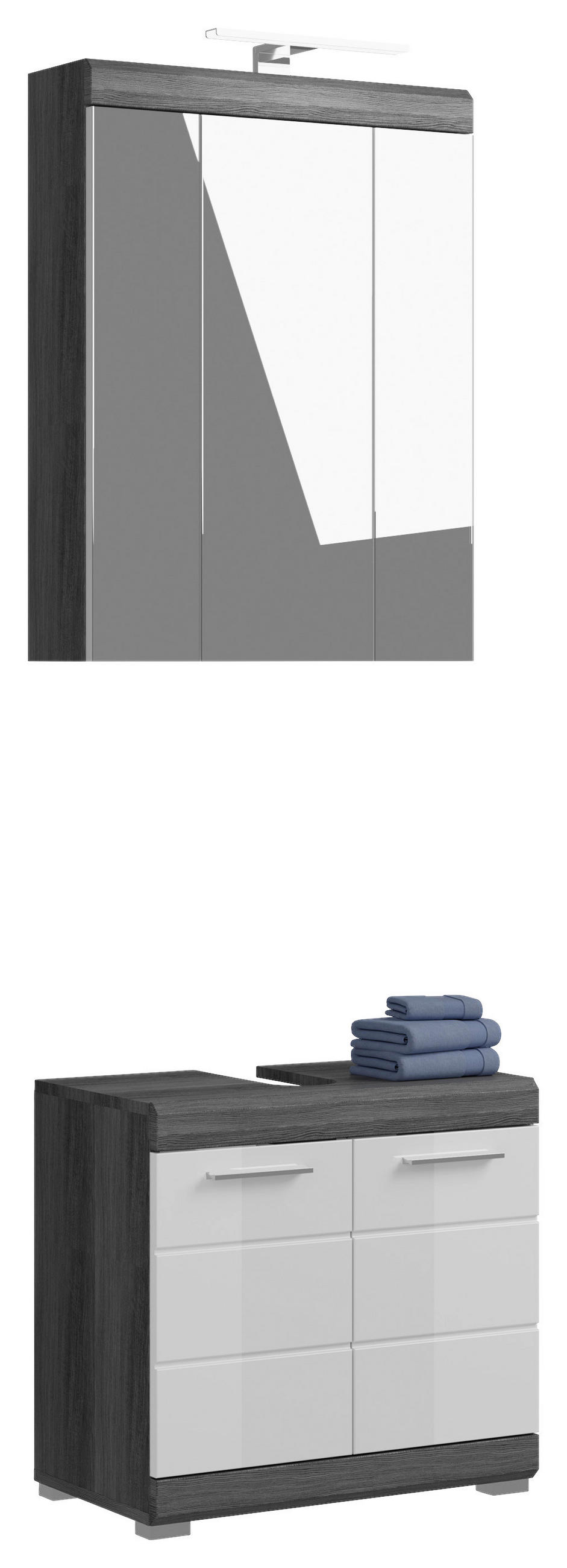 BADEZIMMER 2-teilig  in 60 cm  - Weiß Hochglanz, MODERN, Holzwerkstoff/Kunststoff (60cm) - MID.YOU