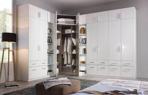 ECKSCHRANK 117/197/117 cm  - Weiß Hochglanz/Alufarben, Design, Holzwerkstoff/Kunststoff (117/197/117cm) - Carryhome
