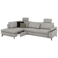 ECKSOFA in Cord, Velours Grau  - Schwarz/Grau, Design, Textil/Metall (197/291cm) - Beldomo Style