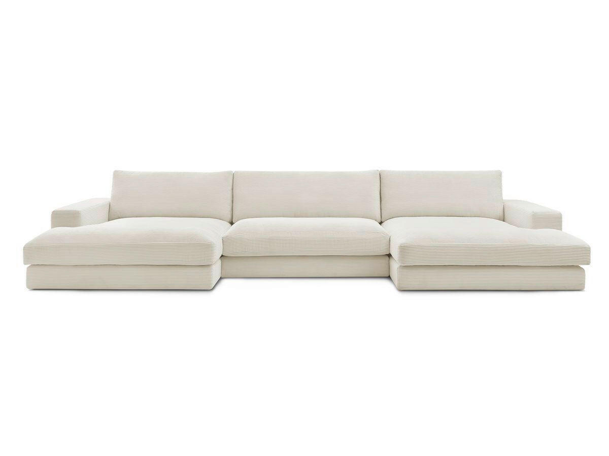 WOHNLANDSCHAFT LEONARD Beige Cord  - Beige/Schwarz, MODERN, Kunststoff/Textil (159/404/159cm)