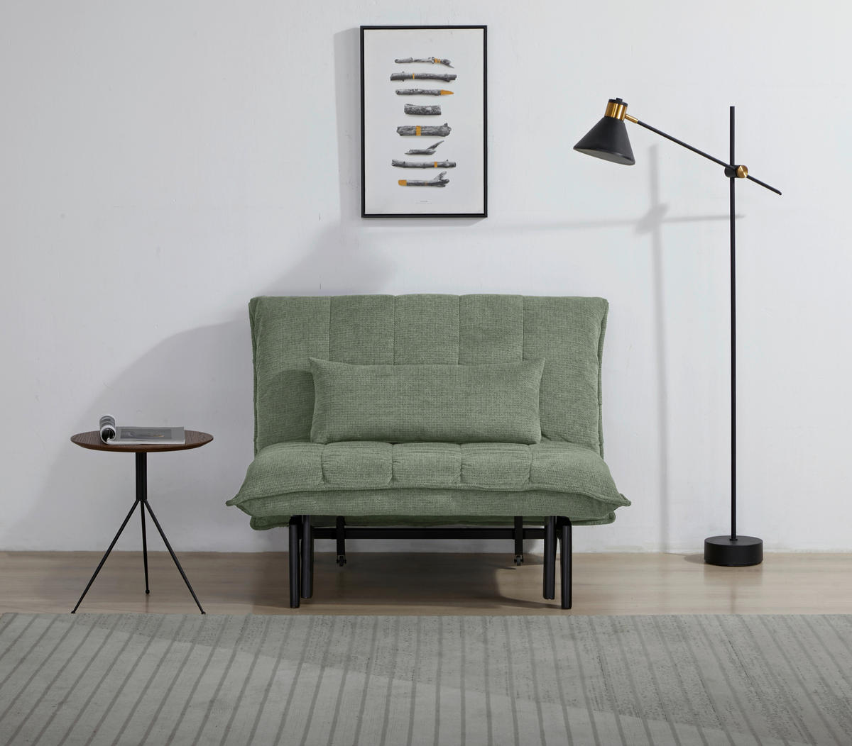 SCHLAFSESSEL  in Webstoff Grün  - Schwarz/Grün, Basics, Holz/Textil (108/82/102cm) - Stylife