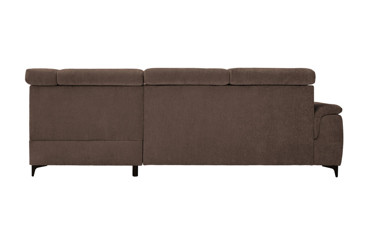 ECKSOFA Dunkelbraun Chenille Bettkasten, Schlaffunktion, Rücken echt, Kopfteilverstellung, Liegefläche im Originalstoff  - Dunkelbraun/Schwarz, KONVENTIONELL, Textil/Metall (265/206cm) - Carryhome