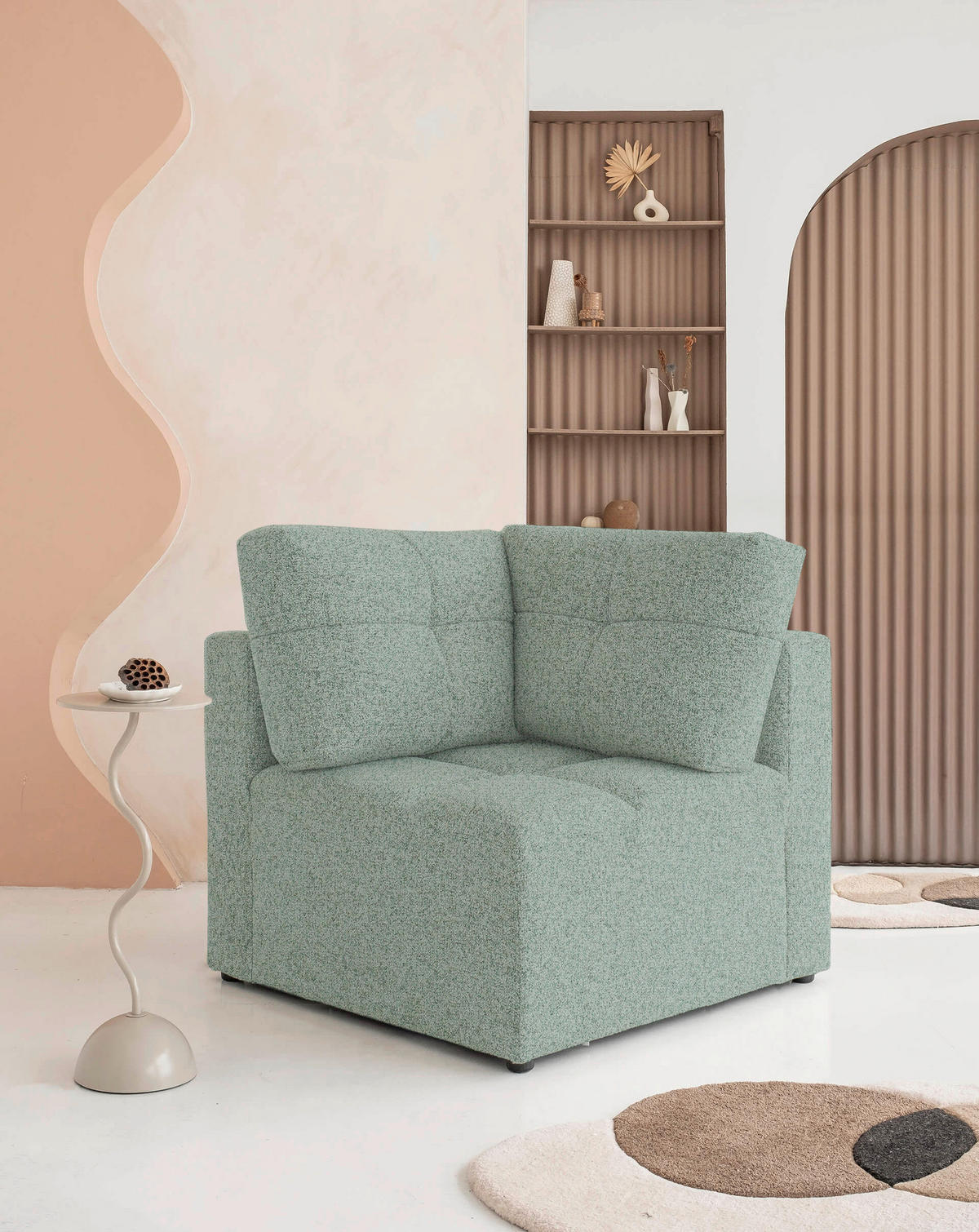 SOFAELEMENT  in Türkis  - Türkis/Schwarz, Design, Kunststoff/Textil (91/94/91cm) - MID.YOU