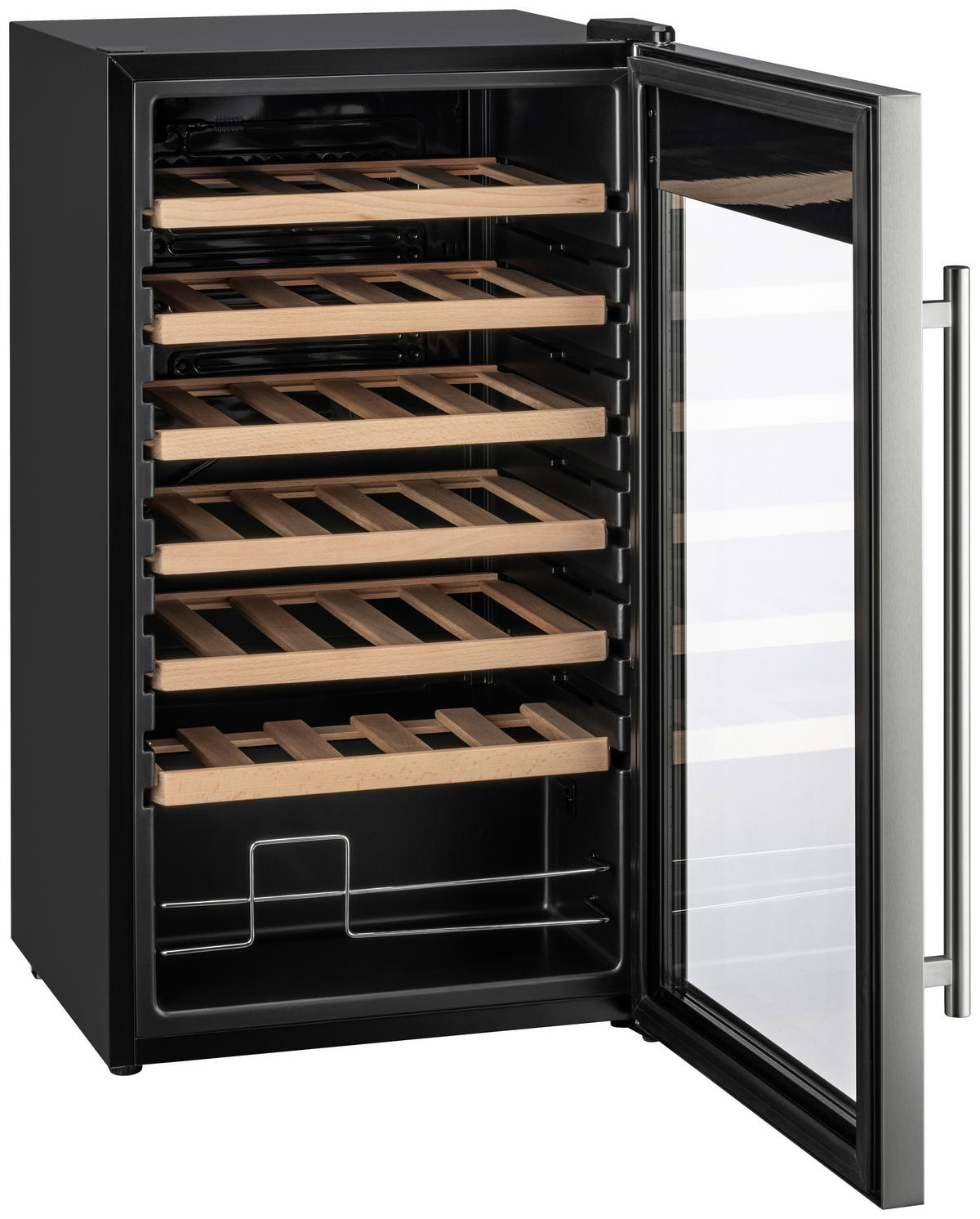 WEINKÜHLSCHRANK  - Edelstahlfarben/Schwarz, Basics, Glas/Holz (47,7/47.6/84.2cm) - Atrigo