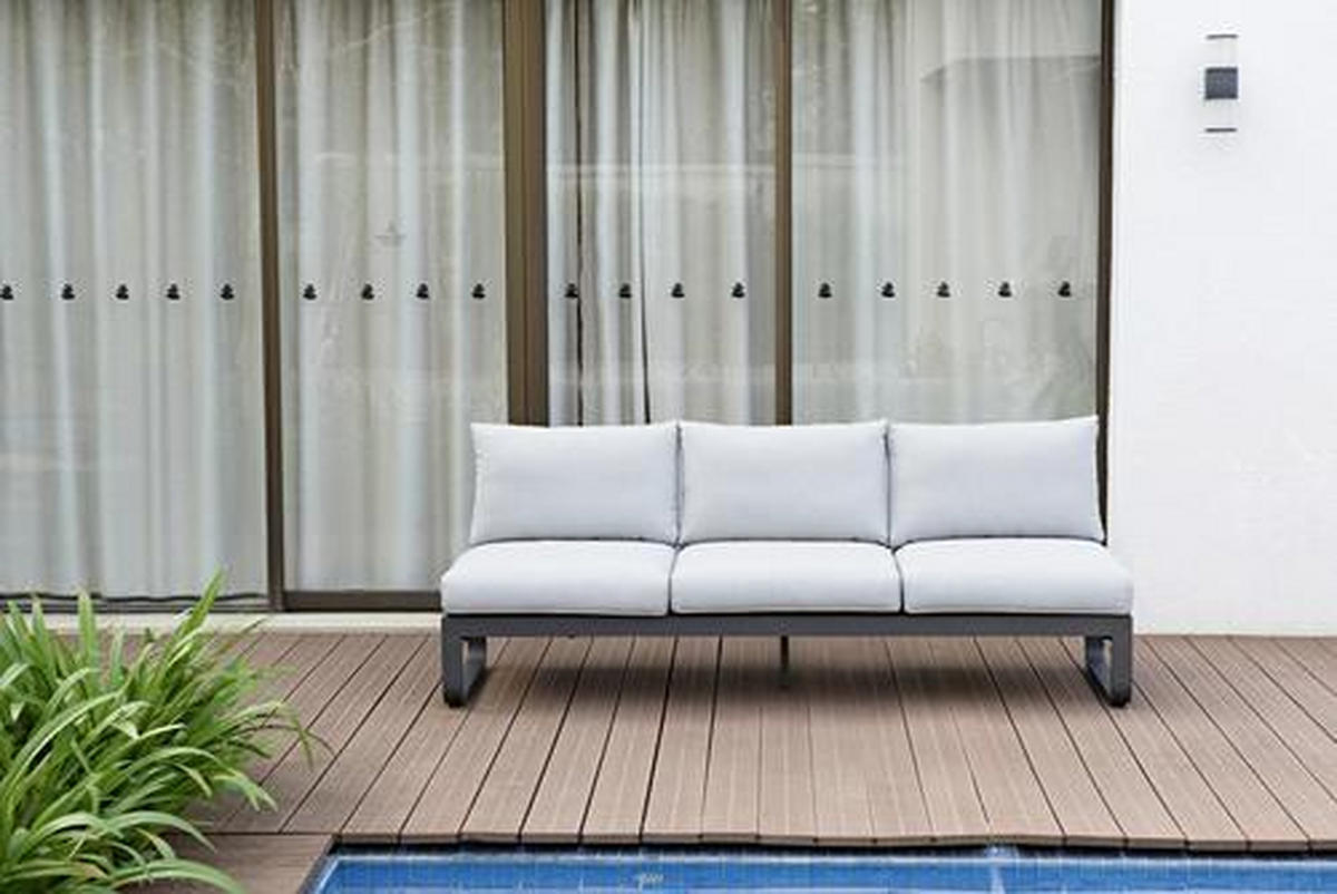 3-SITZER-SOFA in Flachgewebe Graphitfarben, Hellgrau  - Hellgrau/Graphitfarben, Design, Textil/Metall (207/82/72cm) - Zebra 