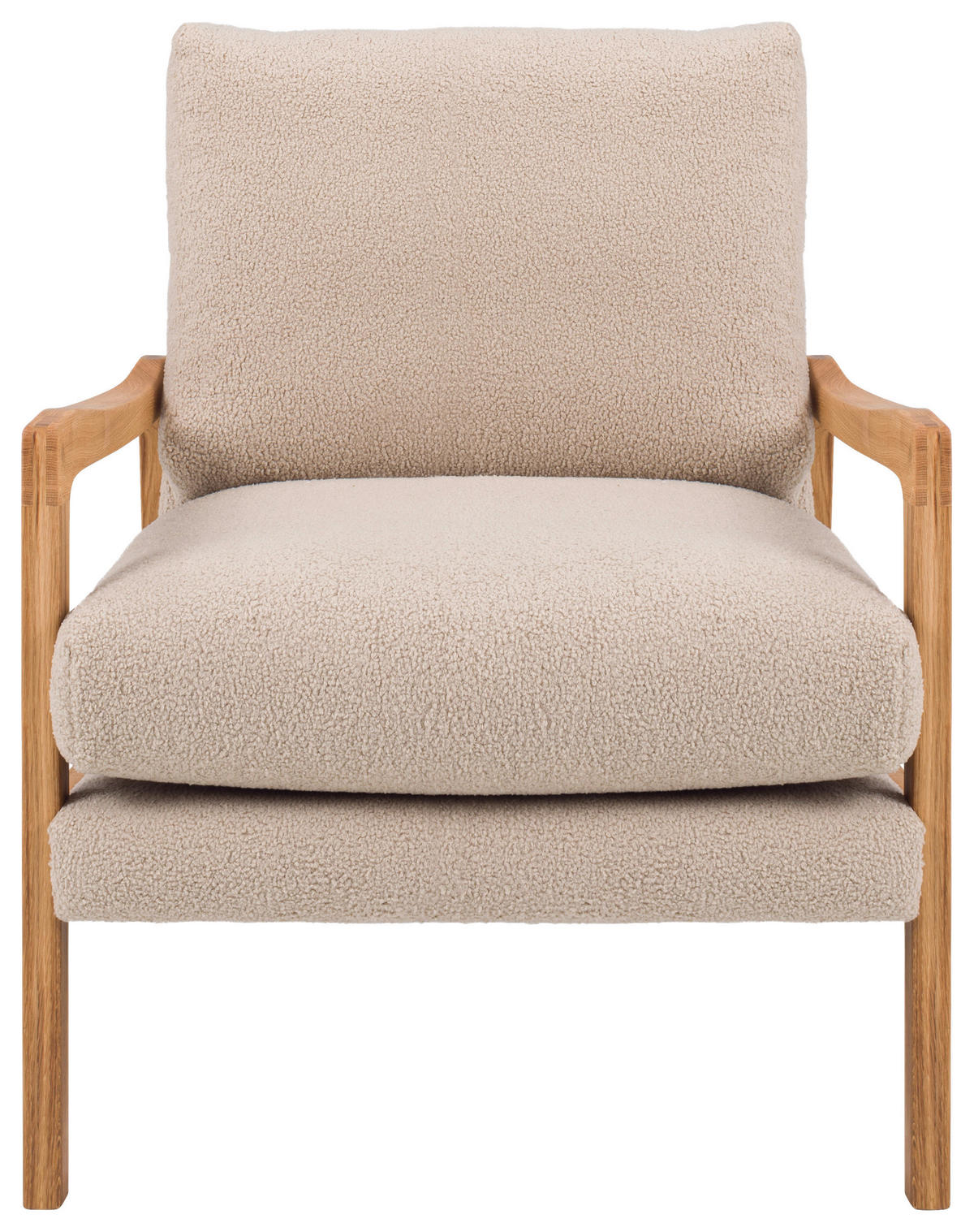 SESSEL Teddystoff Eichefarben, Beige    - Eichefarben/Beige, Design, Holz/Textil (75/83/86cm)