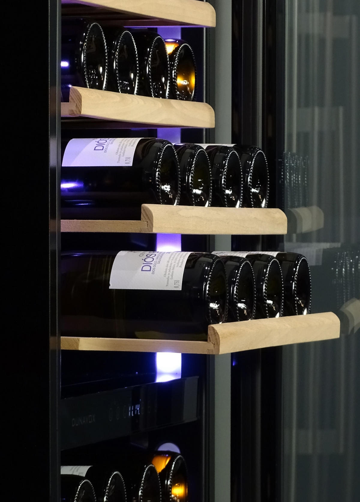 WEINKÜHLSCHRANK DX-108.330DB  - Schwarz, Basics, Glas/Holz (59,5/167/58cm)