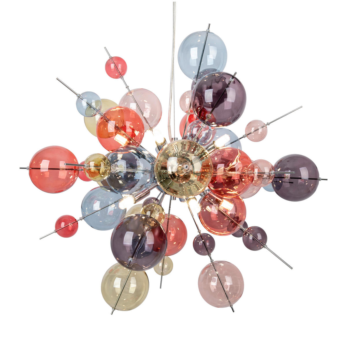 HÄNGELEUCHTE EXPLOSION 65/193 cm   - Chromfarben/Multicolor, Design, Glas/Metall (65/193cm) - Näve