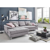 ECKSOFA Silberfarben Flachgewebe Sitztiefenverstellung  - Silberfarben, KONVENTIONELL, Textil/Metall (176/301cm) - Sit & More