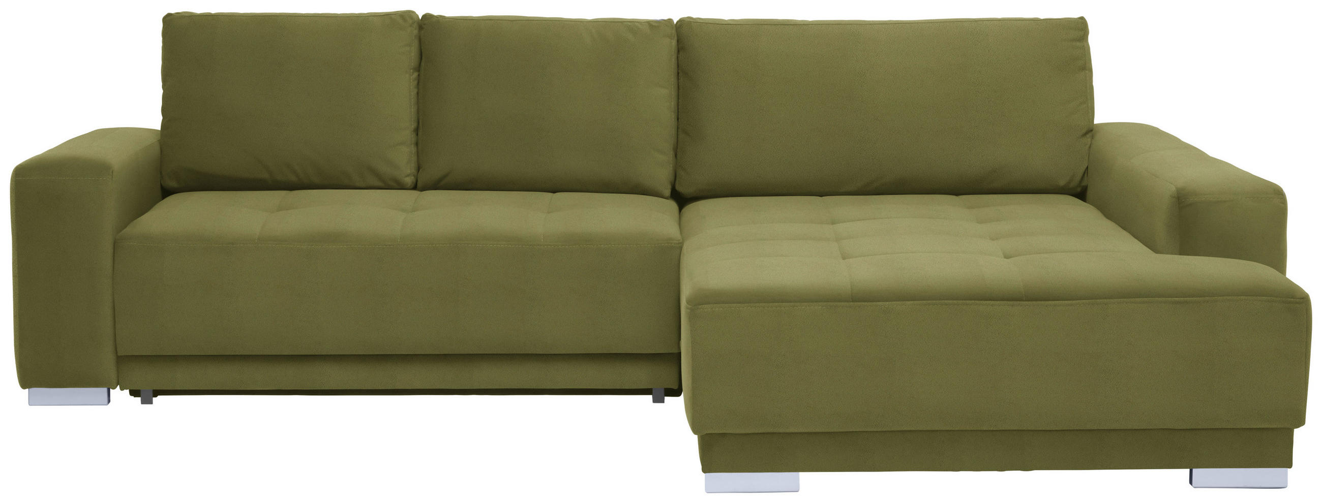 ECKSOFA in Samt Grün  - Silberfarben/Grün, Design, Holz/Textil (293/195cm) - Cantus