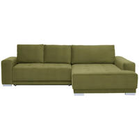 ECKSOFA in Samt Grün  - Silberfarben/Grün, Design, Holz/Textil (293/195cm) - Cantus