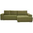 ECKSOFA in Samt Grün  - Silberfarben/Grün, Design, Holz/Textil (293/195cm) - Cantus
