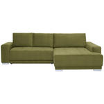 ECKSOFA in Samt Grün  - Silberfarben/Grün, Design, Holz/Textil (293/195cm) - Cantus