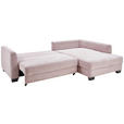 ECKSOFA in Cord Rosa  - Schwarz/Rosa, KONVENTIONELL, Holz/Textil (267/181cm) - Carryhome