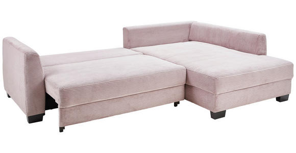 ECKSOFA in Cord Rosa  - Schwarz/Rosa, KONVENTIONELL, Holz/Textil (267/181cm) - Carryhome