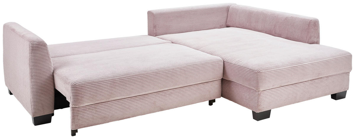 ECKSOFA Rosa Cord  - Schwarz/Rosa, KONVENTIONELL, Holz/Textil (267/181cm) - Carryhome