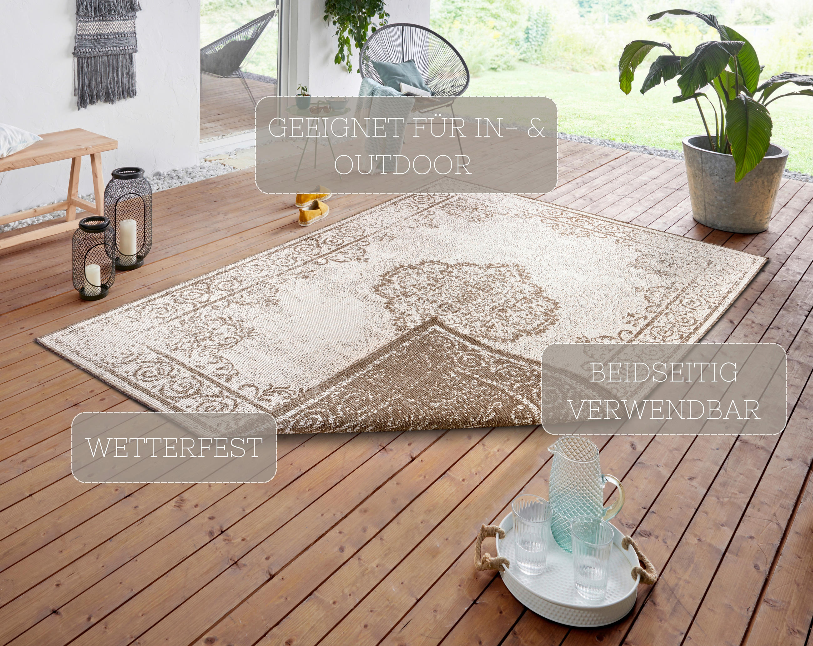 OUTDOORTEPPICH 200/290 cm Twin Supreme Creme, Cappuccino  - Creme/Cappuccino, Design, Kunststoff (200/290cm)