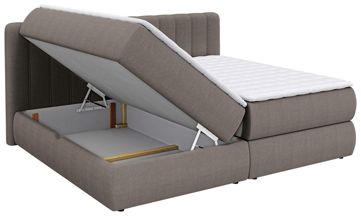 BOXSPRINGBETT 200/200 cm  in Taupe  - Taupe/Schwarz, Design, Kunststoff/Textil (200/200cm) - Chameo