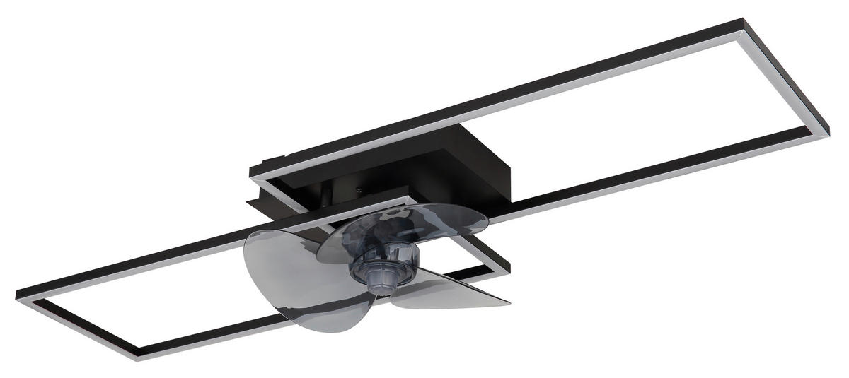 STROPNÍ VENTILÁTOR, 90/30/15 cm - šedá/černá, Design, kov/plast (90/30/15cm) - Globo