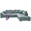 ECKSOFA Hellblau Cord  - Silberfarben/Petrol, Design, Holz/Textil (298/202cm) - MID.YOU