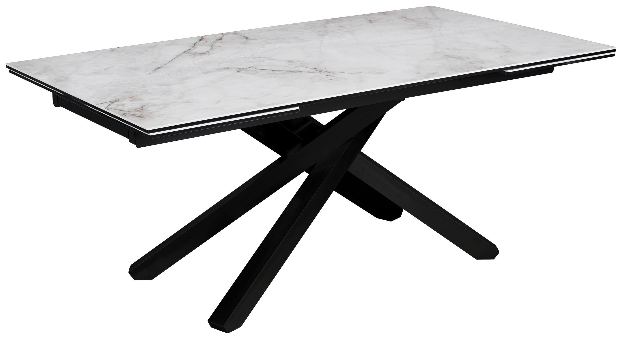 ESSTISCH in Metall, Glas, Keramik 180-280/76/98 cm  - Weiss/Schwarz, Design, Glas/Keramik (180-280/76/98cm) - Novel