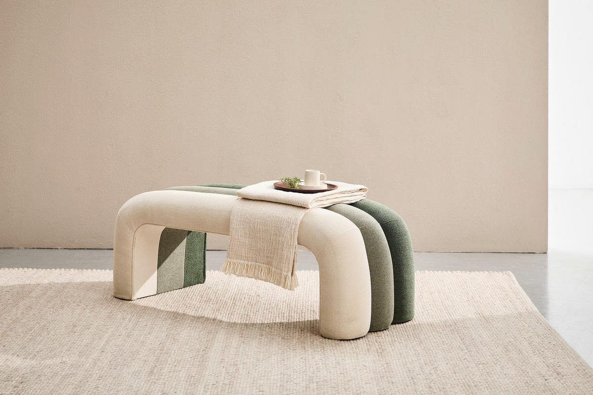 HOCKERBANK in Textil Grün, Hellgrün, Beige  - Beige/Hellgrün, Design, Textil (121,5/46,5/46,5cm) - Xora