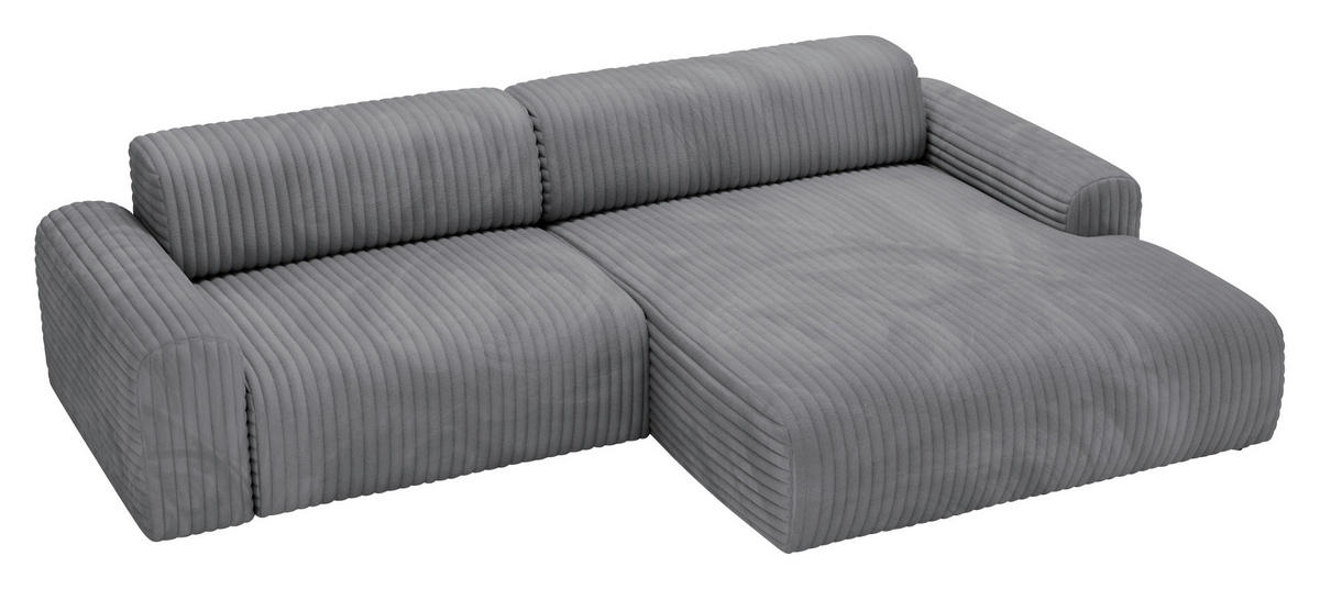 ECKSOFA in Cord Dunkelgrau  - Dunkelgrau/Schwarz, Design, Kunststoff/Textil (292/178cm) - Livetastic
