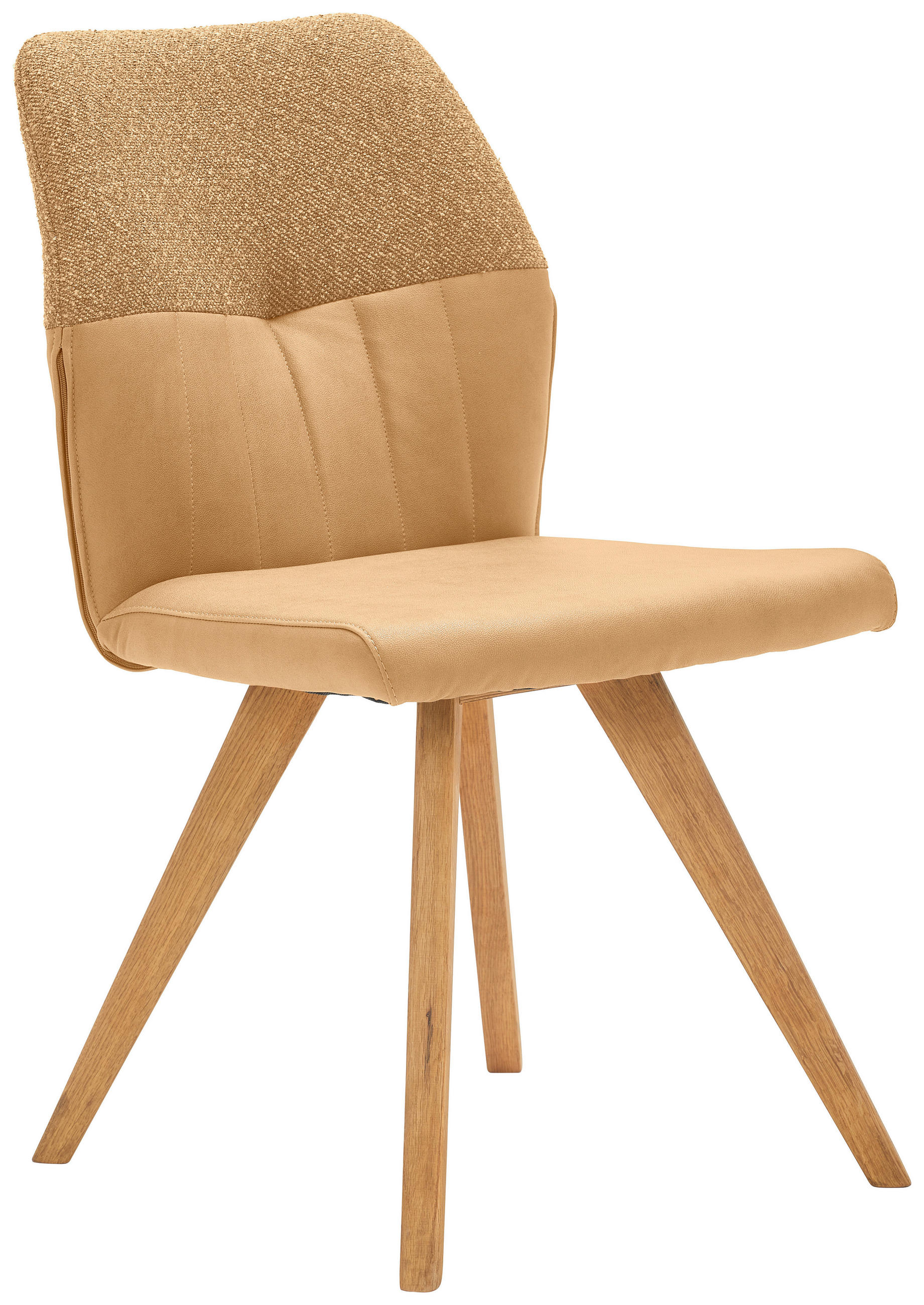 STUHL  in Lederlook, Webstoff  - Currygelb/Wildeiche, Konventionell, Holz/Textil (49,5/87/62,5cm) - Valdera