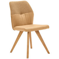 STUHL  in Lederlook, Webstoff  - Currygelb/Wildeiche, Konventionell, Holz/Textil (49,5/87/62,5cm) - Valdera
