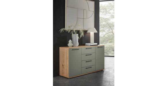 KOMMODE TOSCA  in 151/82/46 cm  - Eichefarben/Anthrazit, Design, Holzwerkstoff/Metall (151/82/46cm) - Dieter Knoll