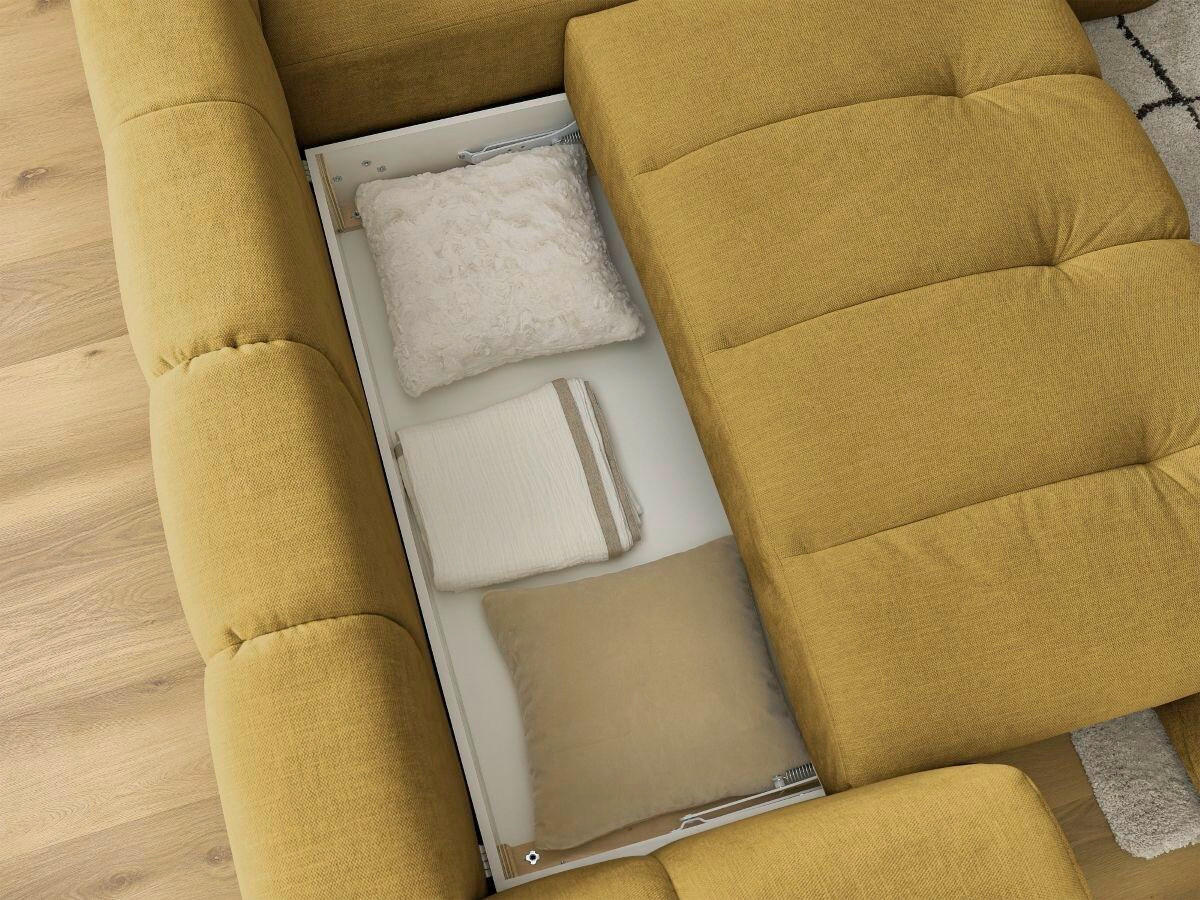 ECKSCHLAFSOFA FUJI Leinenoptik Gelb  inkl.  - Gelb/Schwarz, MODERN, Kunststoff/Textil (282/204cm)