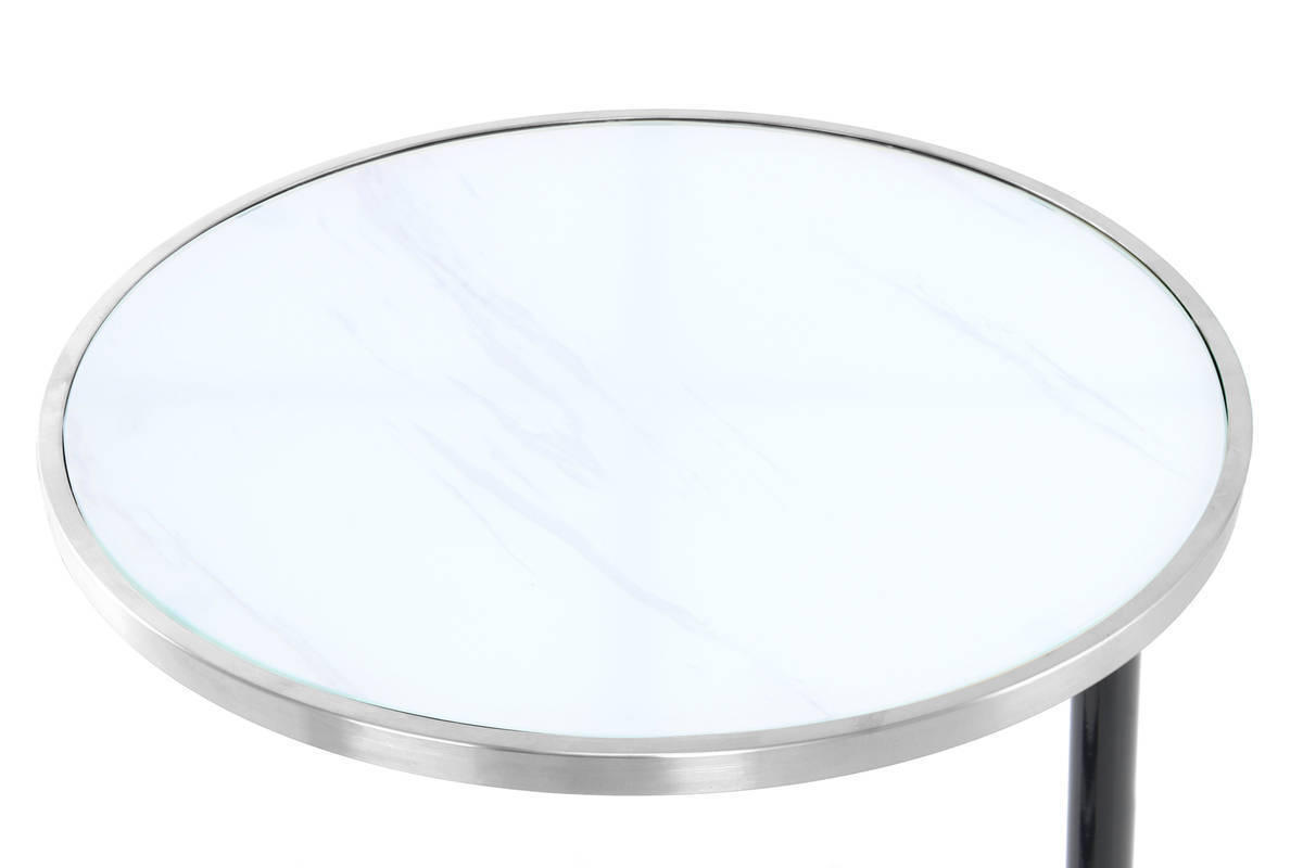 BEISTELLTISCH in Metall, Glas 46/46/62 cm  - Silberfarben/Schwarz, Basics, Glas/Metall (46/46/62cm) - Kayoom