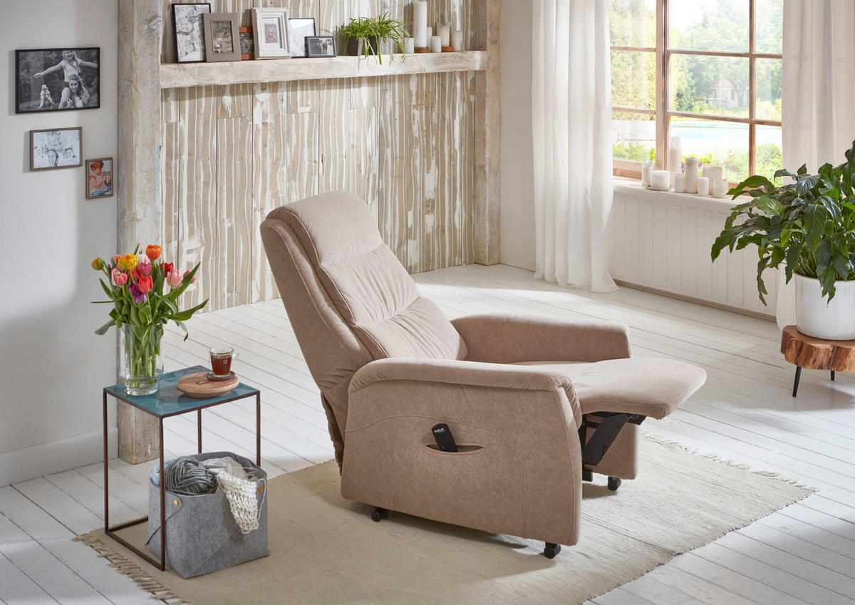 FERNSEHSESSEL in Mikrofaser Beige  - Beige/Schwarz, KONVENTIONELL, Kunststoff/Textil (70/105/88cm) - Valdera