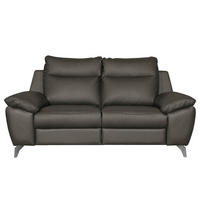 2-SITZER-SOFA 178/95/96 cm PERLE in Echtleder Anthrazit   - Chromfarben/Anthrazit, Design, Leder/Metall (178/95/96cm) - Livetastic
