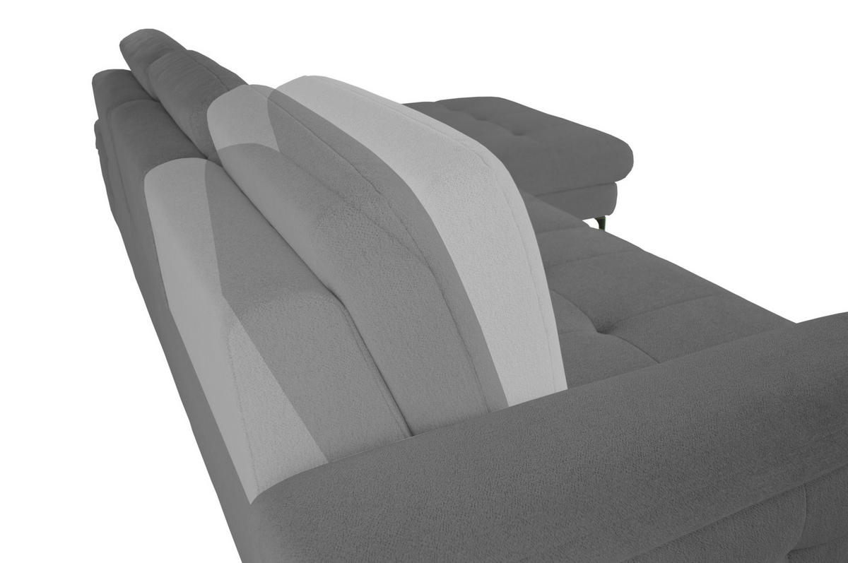 ECKSOFA ALMA in Chenille Dunkelgrau  285/191 cm  - Dunkelgrau/Schwarz, Design, Textil/Metall (285/191cm) - Livetastic