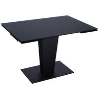 ESSTISCH 120-179/80/76 cm  Metall, Glas ausziehbar rechteckig Schwarz  - Schwarz, Design, Glas/Metall (120-179/80/76cm) - Novel