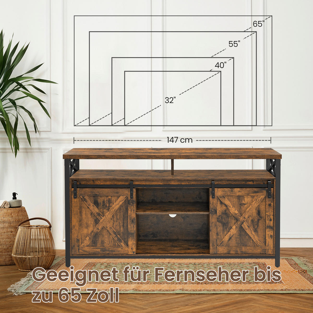 TV-ELEMENT - Dunkelbraun/Schwarz, Trend, Holzwerkstoff (147/76/40cm) - MID.YOU