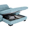 ECKSOFA  in Webstoff Hellblau  265/180 cm  - Schwarz/Hellblau, Design, Textil/Metall (265/180cm) - Carryhome
