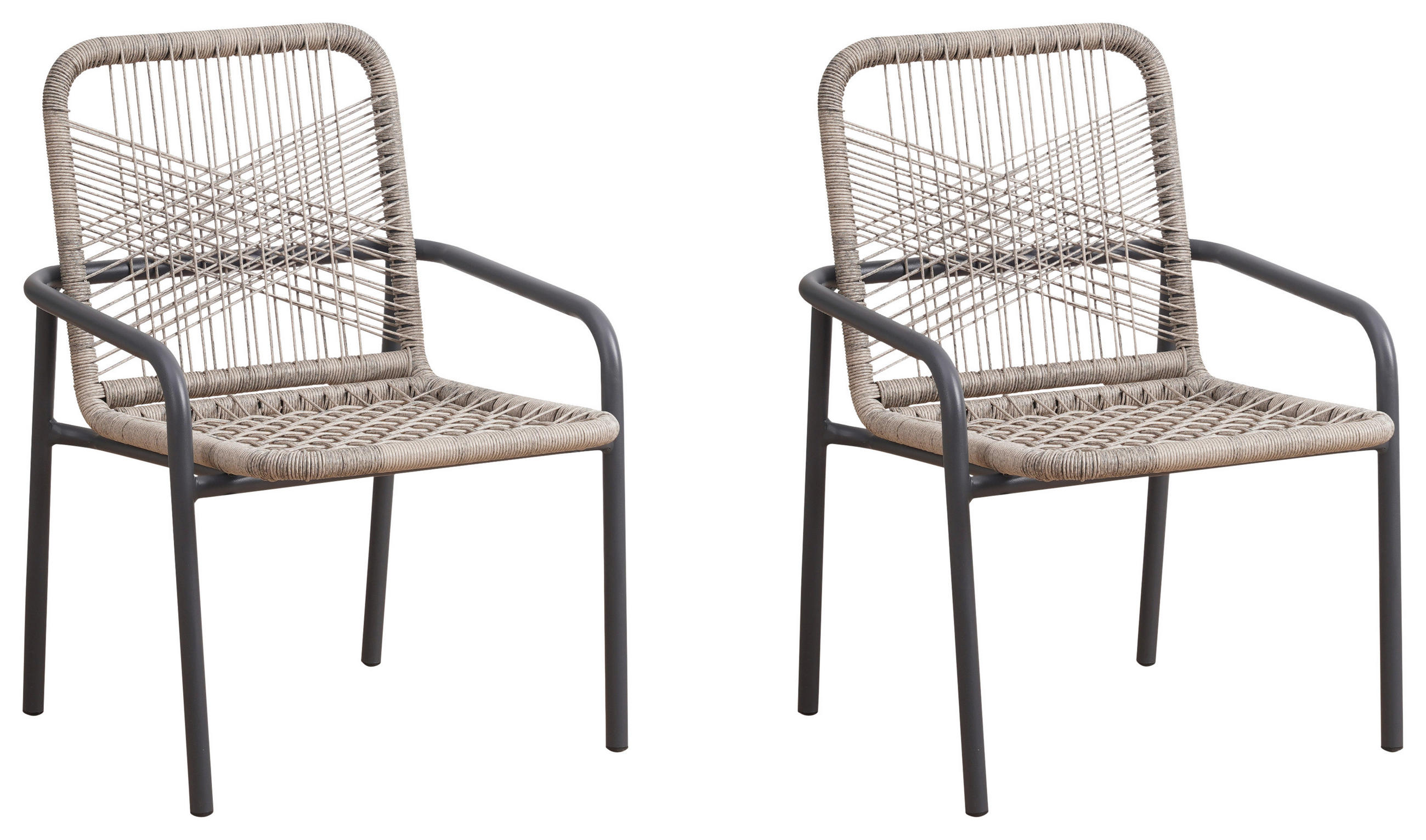 GARTENSESSEL-SET Metall, Kunststoff Sandfarben  - Sandfarben/Anthrazit, Design, Kunststoff/Metall (53/76/44cm) - Gardenson