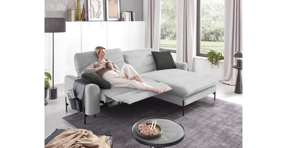 ECKSOFA in Flachgewebe Hellgrau  - Hellgrau/Schwarz, Design, Textil/Metall (252/191cm) - Dieter Knoll