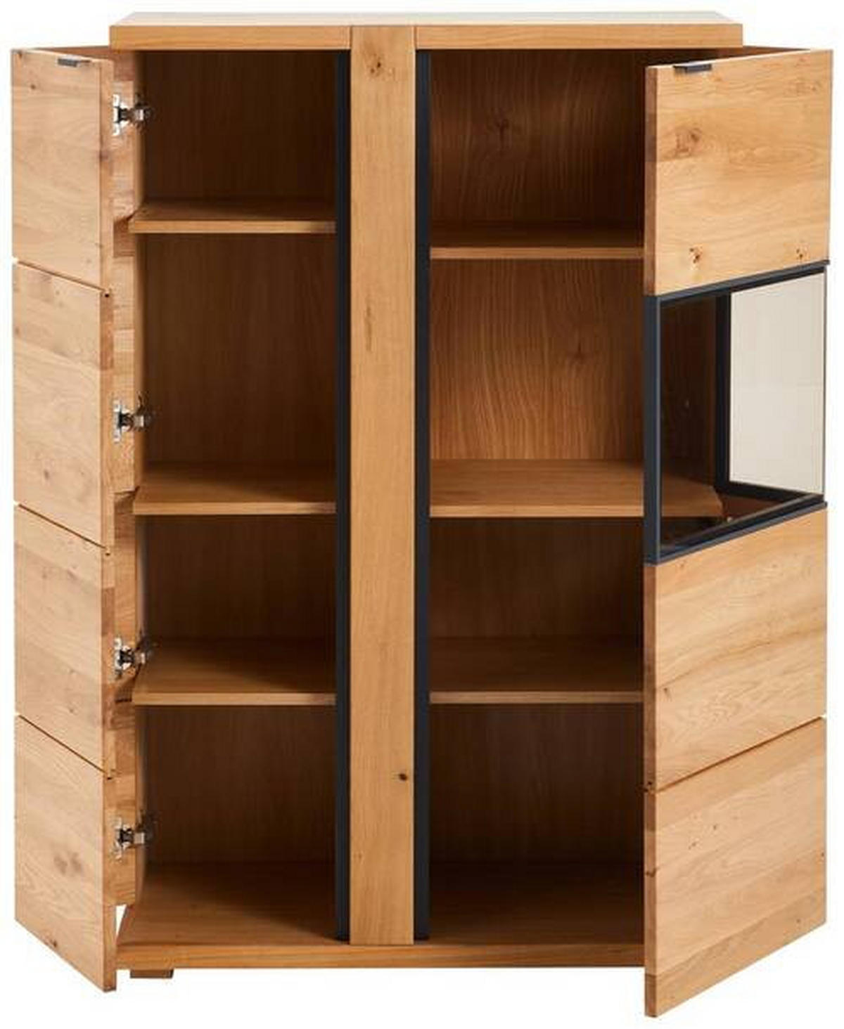 HIGHBOARD Amaya Graphitfarben, Eichefarben  88/136/38 cm  - Eichefarben/Anthrazit, Natur, Glas/Holz (88/136/38cm) - Linea Natura