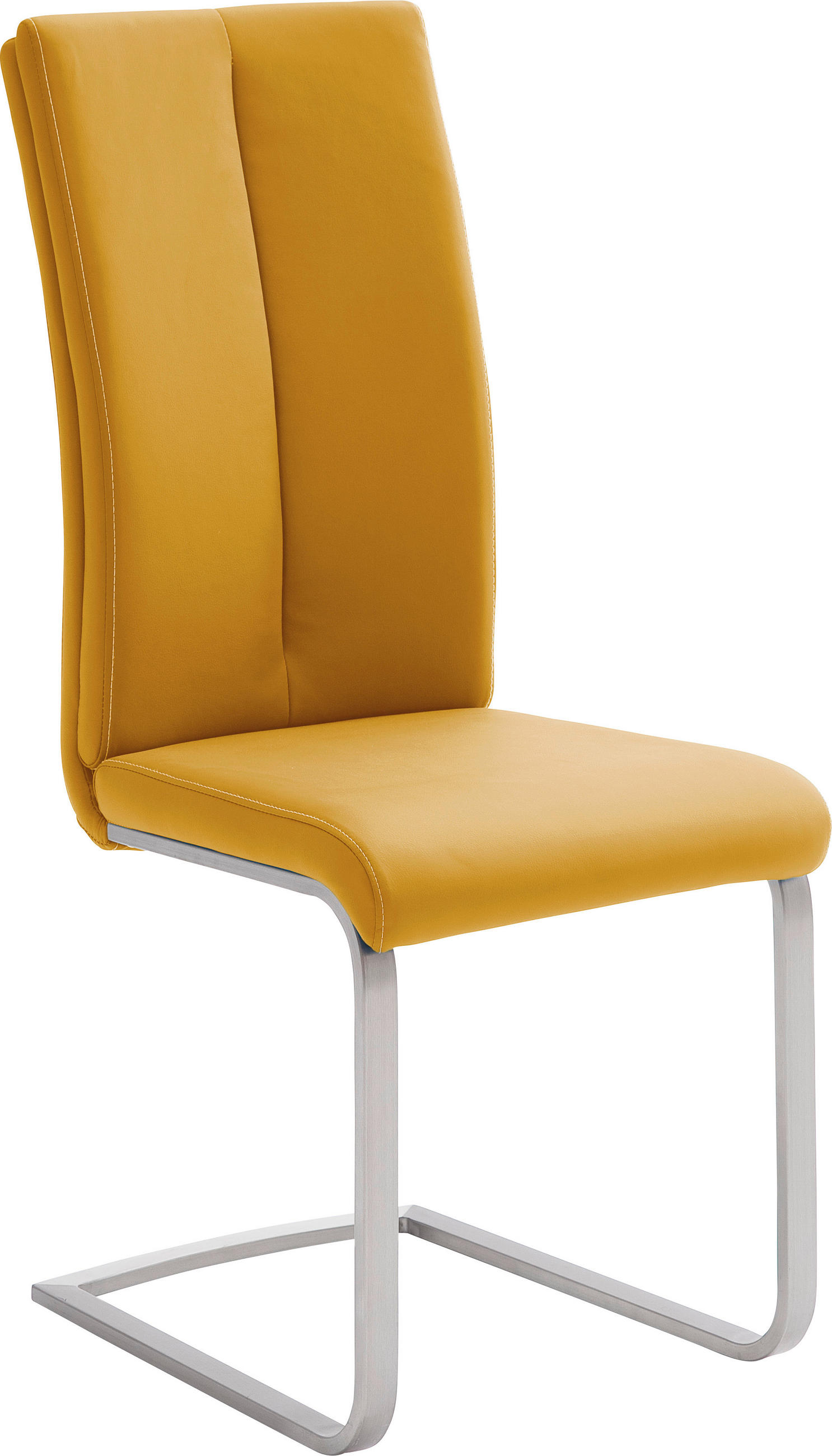 SCHWINGSTUHL  in Edelstahl Lederlook  - Edelstahlfarben/Gelb, Design, Textil/Metall (42/104/61cm) - MID.YOU