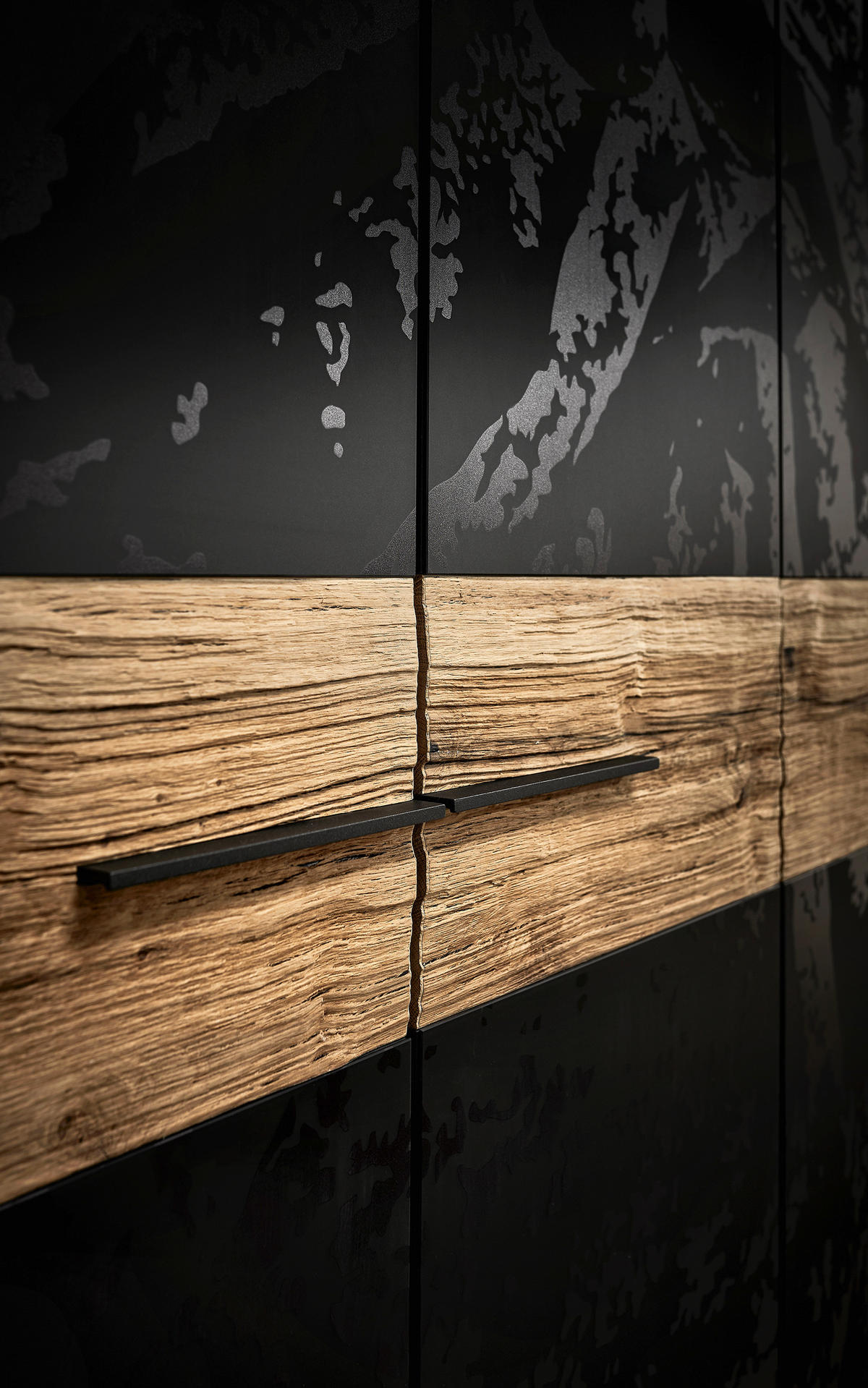 BETTANLAGE 180/200 cm  in Graphitfarben, Eichefarben   - Eichefarben/Graphitfarben, Konventionell, Holz/Metall (180/200cm) - Valdera