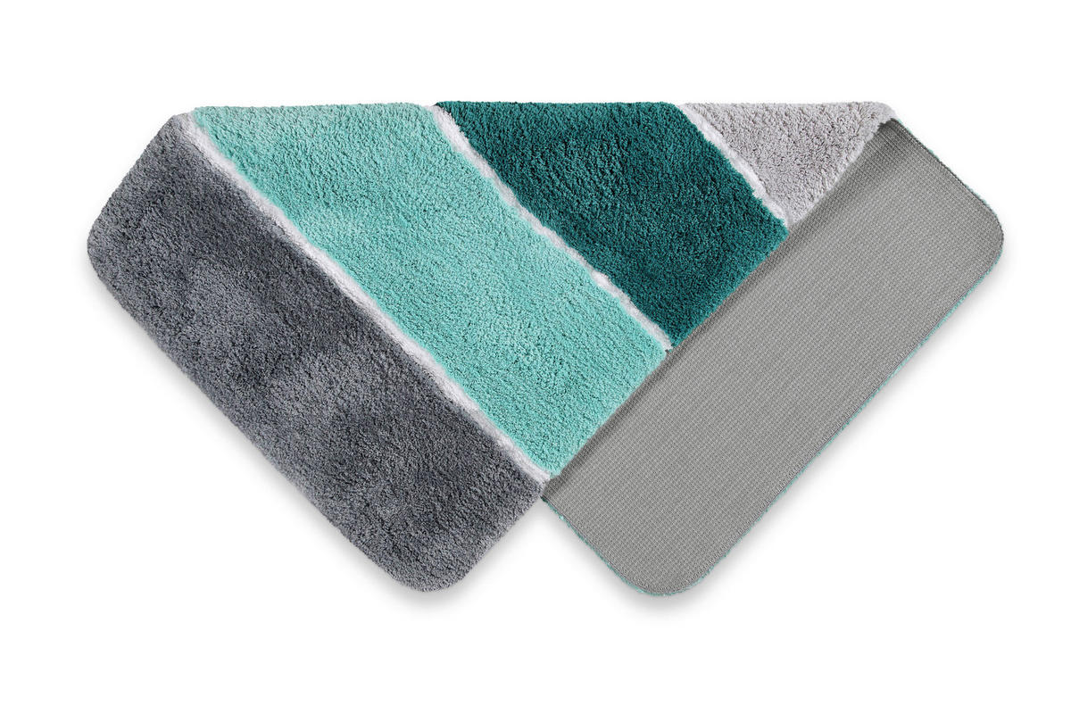 BADTEPPICH Grau, Grün, Türkis 70/120 cm  - Türkis/Grau, Basics, Kunststoff/Textil (70/120cm) - WECON HOME