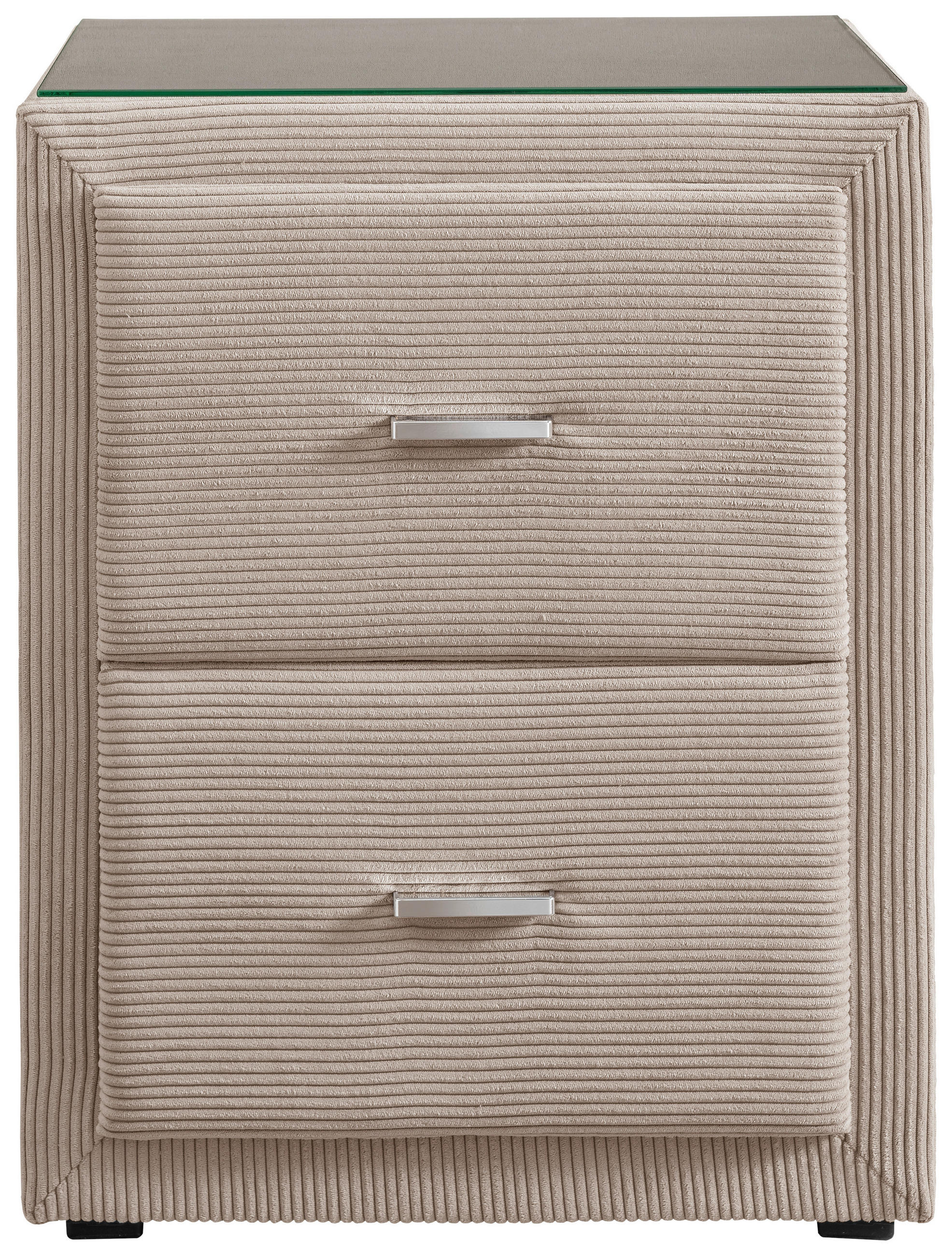 NACHTTISCH 48/60/43 cm  in Beige, Graubraun  - Chromfarben/Beige, Konventionell, Glas/Kunststoff (48/60/43cm) - Beldomo - Sleep