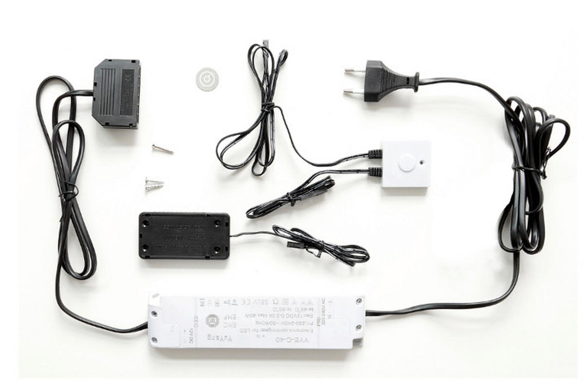 DIMM & TOUCHSCHALTER-SET Sena 4/1/4 cm   - Schwarz/Weiß, Design, Kunststoff (4/1/4cm) - Livetastic