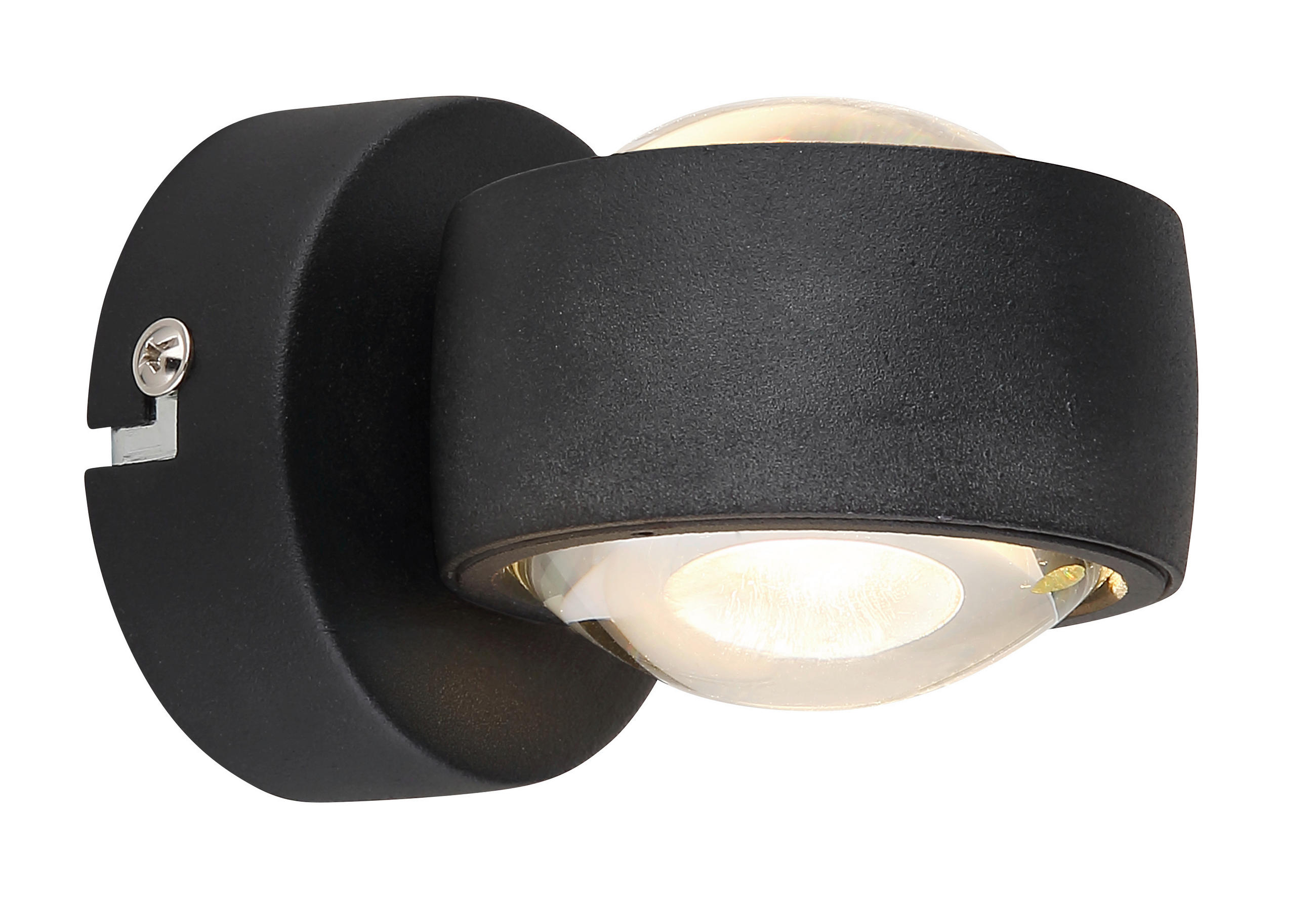 LED-WANDLEUCHTE 7.5/10/7 cm  - Klar/Schwarz, Design, Glas/Metall (7.5/10/7cm) - Globo