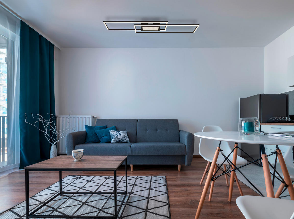 STROPNA LED-SVETILKA  SAUNDERS /265-2647 lm/2700-6500 K/230 V/ - črna/opal, Design, kovina/umetna masa (96/19,6/5cm) - Globo